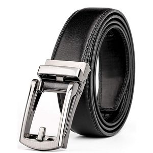 Mens Leather Ratchet Adjustable Dress Belt Black
